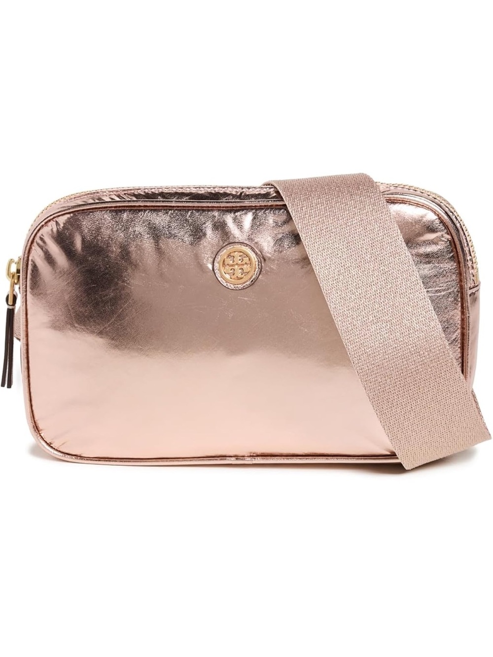 Tory Burch Women's Virginia Metallic Belt Bag, Sparkle Pink,